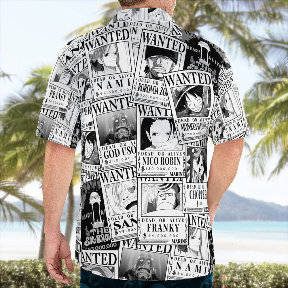 Anime One Piece Manga Wanted Hawaiian Shirt live Anime One Piece Manga Wanted Hawaiian Shirt live