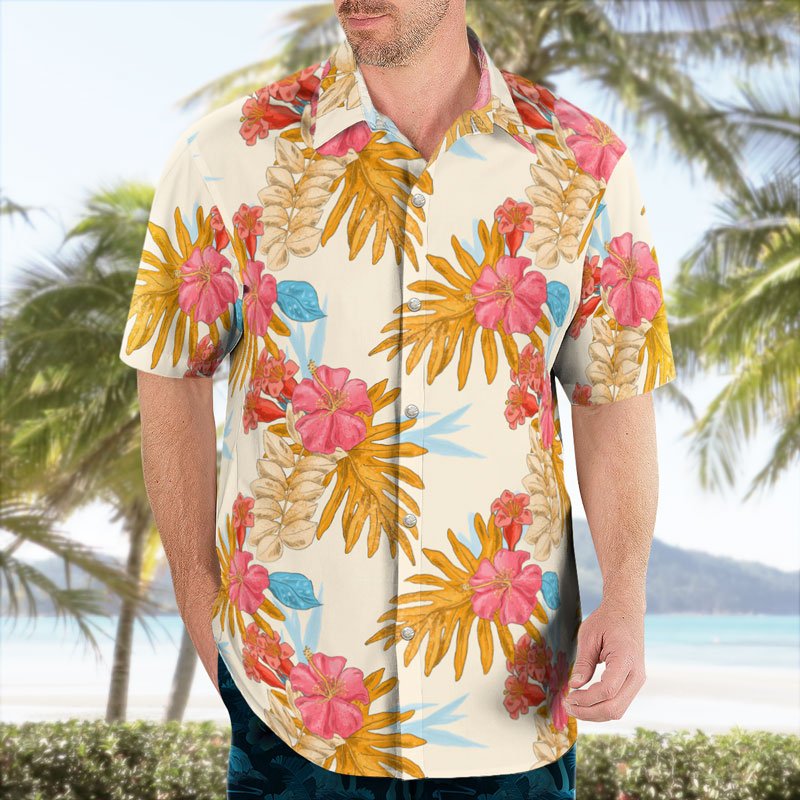 Yellow Hibiscus Flower Hawaiian Shirt 4 Hibiscus Hawaiian Shirt