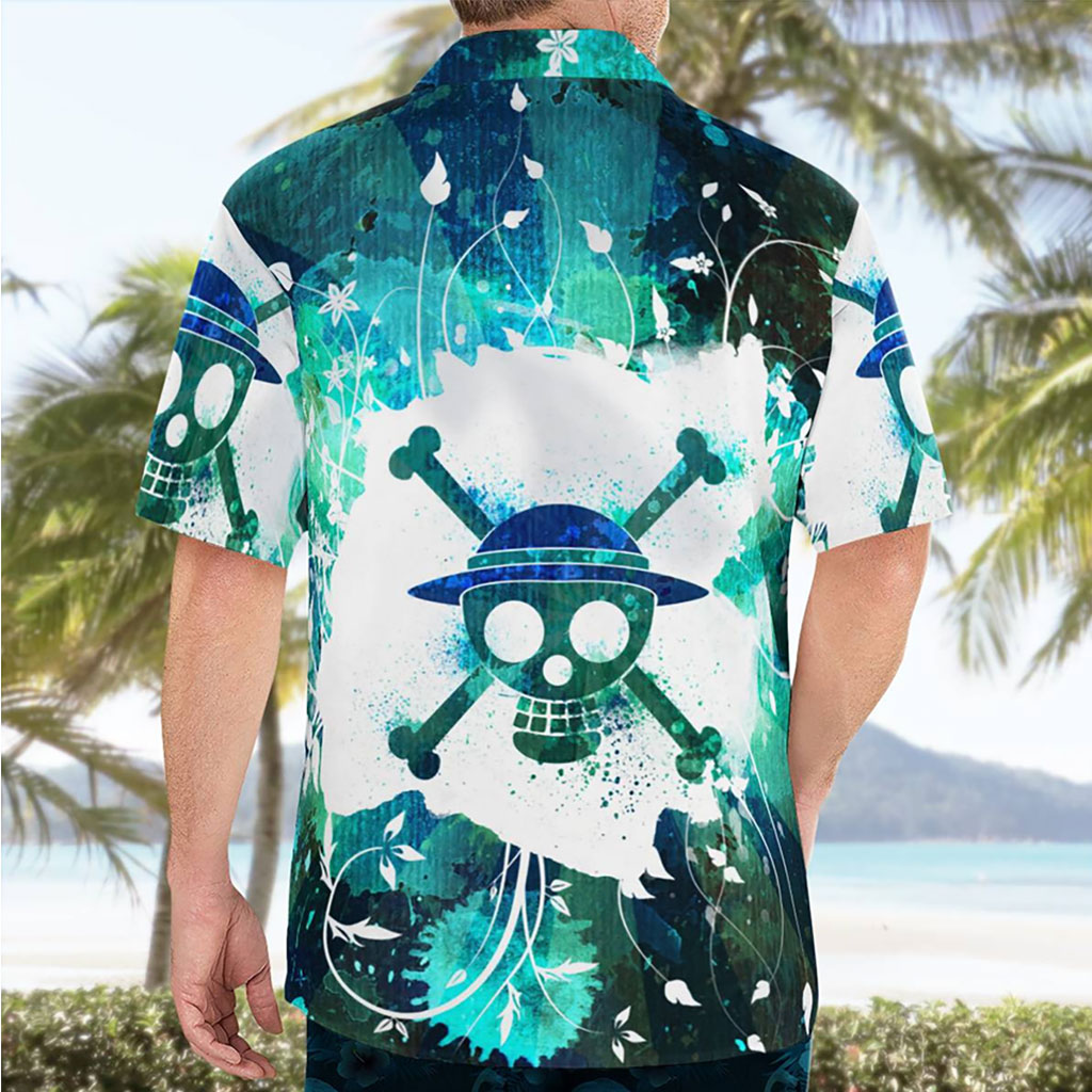 One Piece Logo Blue Button up Shirt for mens 8 One Piece Logo Blue Button up Shirts