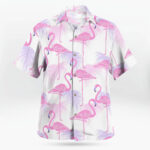 Pink and White Flamingo Pattern Hawaiian Shirt