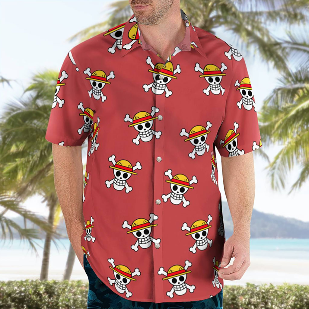 Straw Hat Pirate Logo Red Hawaiian Shirt for Sale 9 Straw Hat Pirate Logo Red Hawaiian Shirt 1