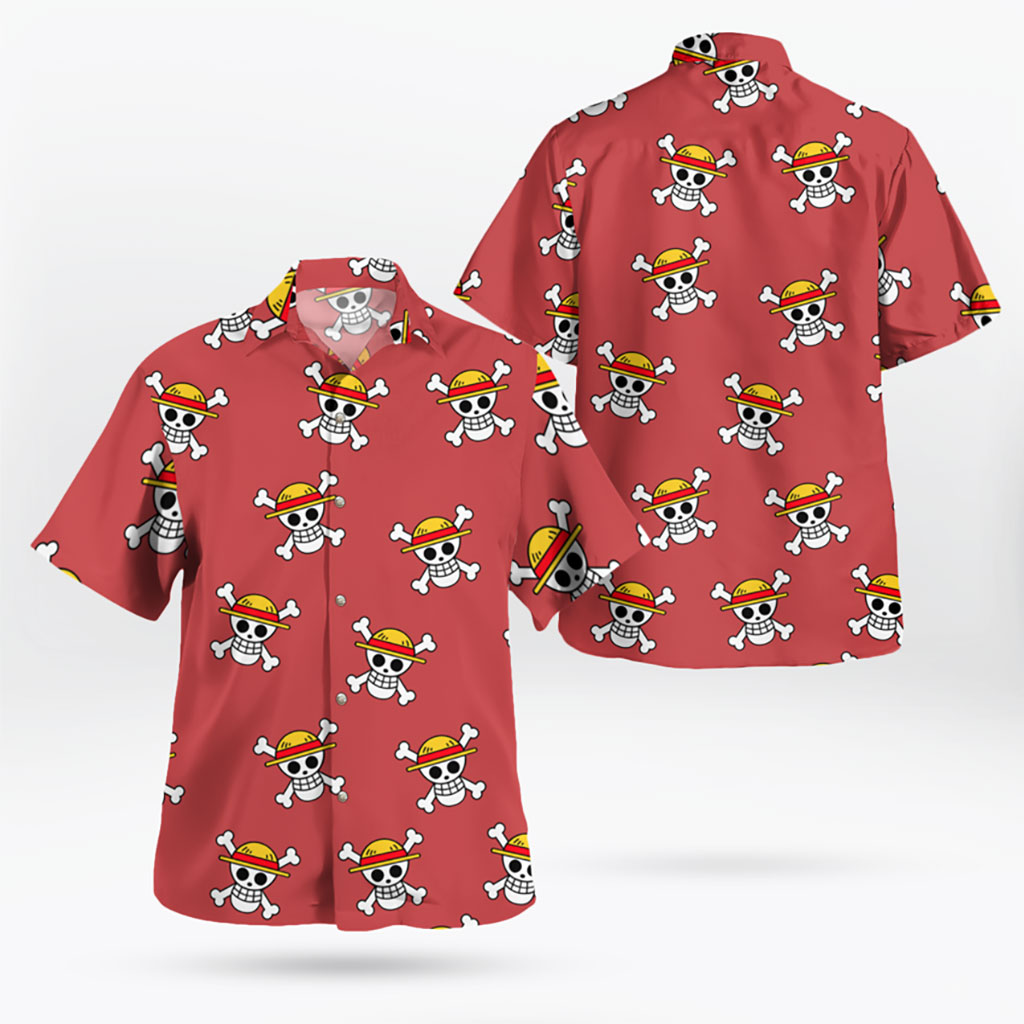 Straw Hat Pirate Logo Red Hawaiian Shirt for Sale 8 Straw Hat Pirate Logo Red Hawaiian Shirt
