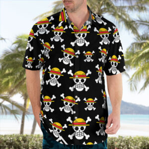 Straw Hat Pirates Jolly Roger Button Up Hawaiian Shirts