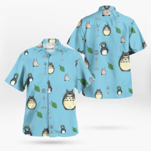 Anime Ghibli Totoro Pattern Blue Hawaiian Shirts
