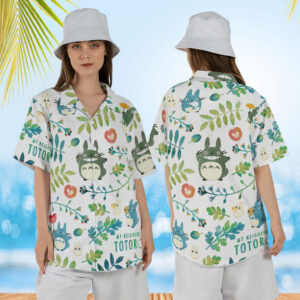 My Neighbor Totoro Pattern Button Up Hawaiian Shirt