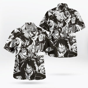 One Piece Black and White Traracters Hawaiian Shirt