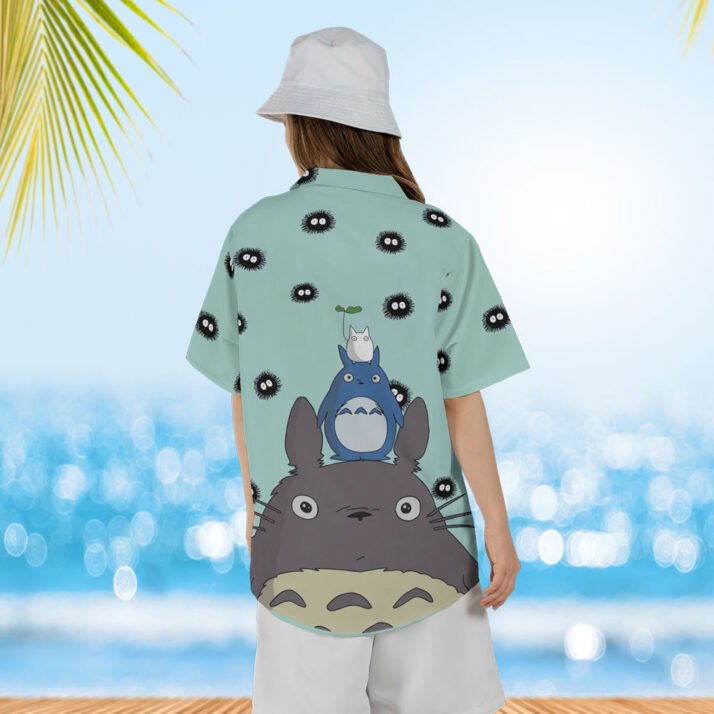 Anime Ghibli Totoro and Soot Sprites Hawaiian Shirt for Womens