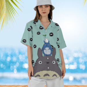 Anime Ghibli Totoro and Soot Sprites Hawaiian Shirt for Womens