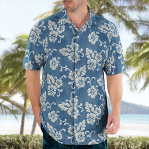 Amazing Hibiscus Blue Hawaiian Shirt