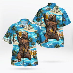 Bear Drinking Beer Beach Hawaiian Shirt