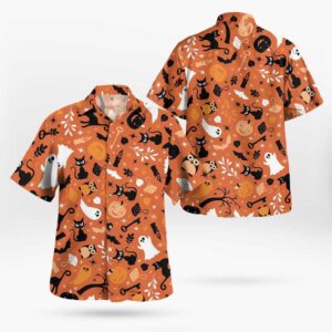 Black Cat Halloween Button Up 