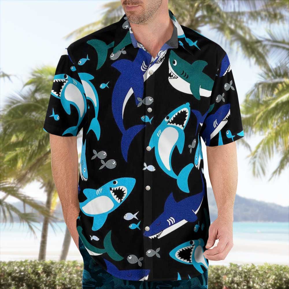 Blue shark Hawaiian Shirt For The Beach 7 Blue Shark Hawaiian Shirt