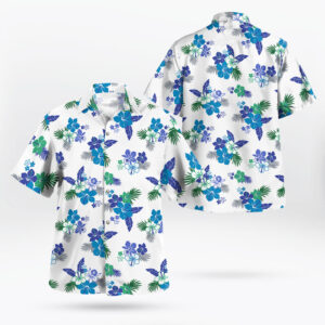 Blue and Green Hibiscus Pattern Hawaiian Shirt (1)