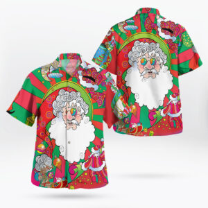 Christmas Psychedelic Santa Face Hawaiian Shirt