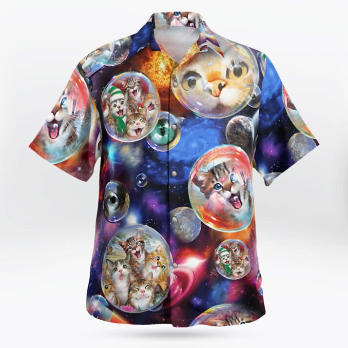Cool Cute Galaxy Bubble Cats Hawaiian Shirt