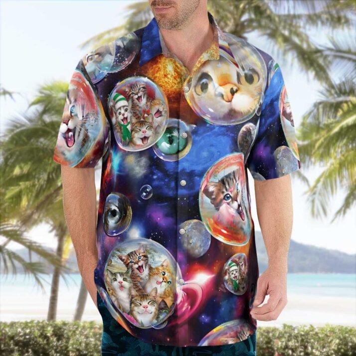 Cool Cute Galaxy Bubble Cats Hawaiian Shirt