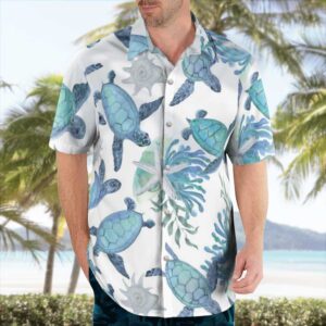 Custom Sea Turtle Coral Reef Aloha Shirts