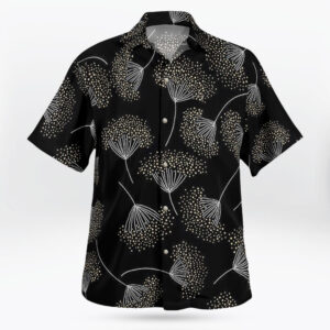 Dandelion Pattern Black Hawaiian Shirt
