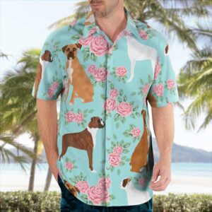 Dog And Flowers Pattern Hawaiian Shirts