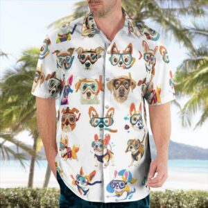 Dog Wearing Glasses Aloha Shirt