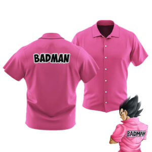 Dragon Ball Z Vegeta Badman Shirt PINK Button Up