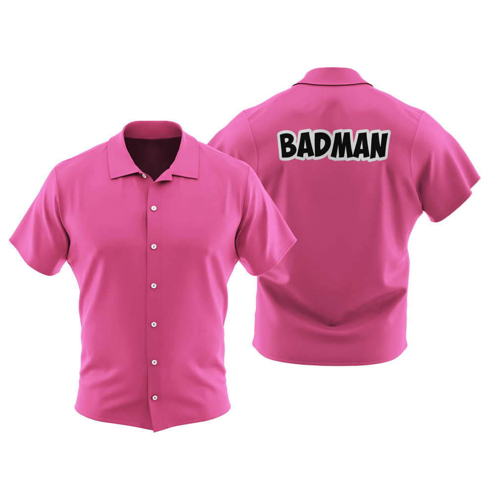 Dragon Ball Z Vegeta Badman Shirt PINK Button Up New 8 Dragon Ball Z Vegeta Badman Shirt PINK Button Up