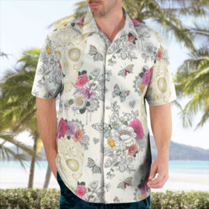 Floral Butterfly Skull Hawaiian Shirt