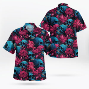 Flower And Skulls Hawaiian Shirts