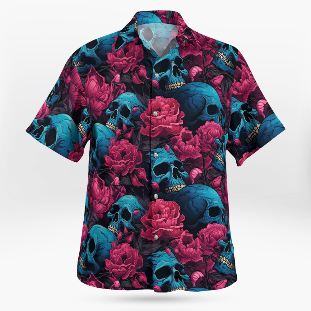 Flower and Skulls Hawaiian Shirt