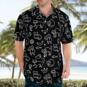 Funny Cat Black Aloha Hawaiian Shirt