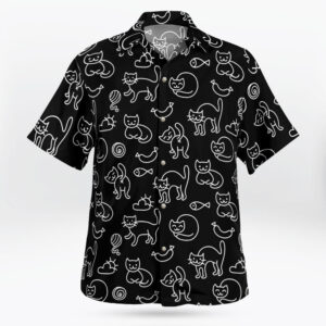 Funny Cat Black Aloha Hawaiian Shirt