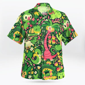 Green Grass Type Pattern Pokemon Hawaiian Shirt