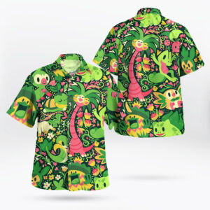 Green Grass Type Pattern Pokemon Hawaiian Shirt