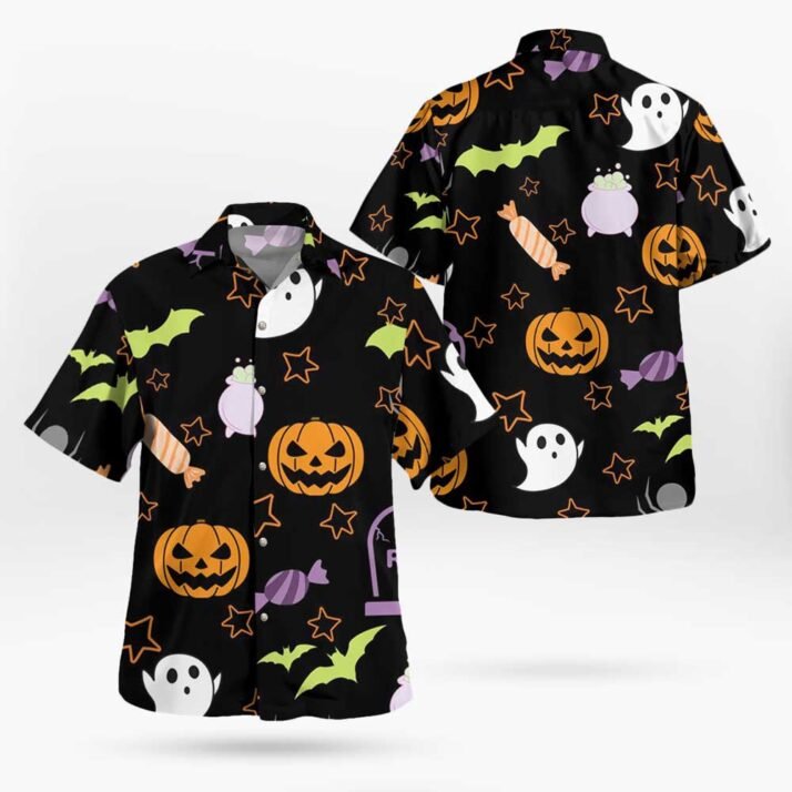 Halloween Ghost Pumpkin Button-Up Shirts