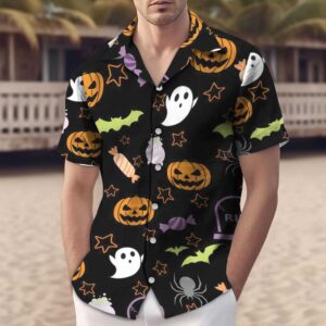 Halloween Ghost Pumpkin Button-Up Shirts