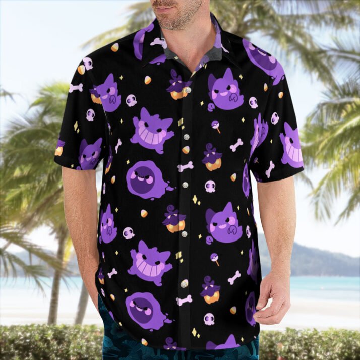 Pokemon Halloween Hawaiian Shirt- Men's Pokemon Button Up Shirt - Image 2