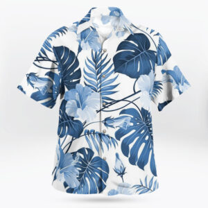 Hibiscus Fern Blue Hawaiian Shirt