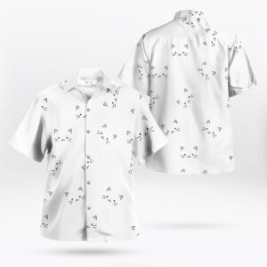 Kawaii Cat Face White Hawaiian Tropical Shirt