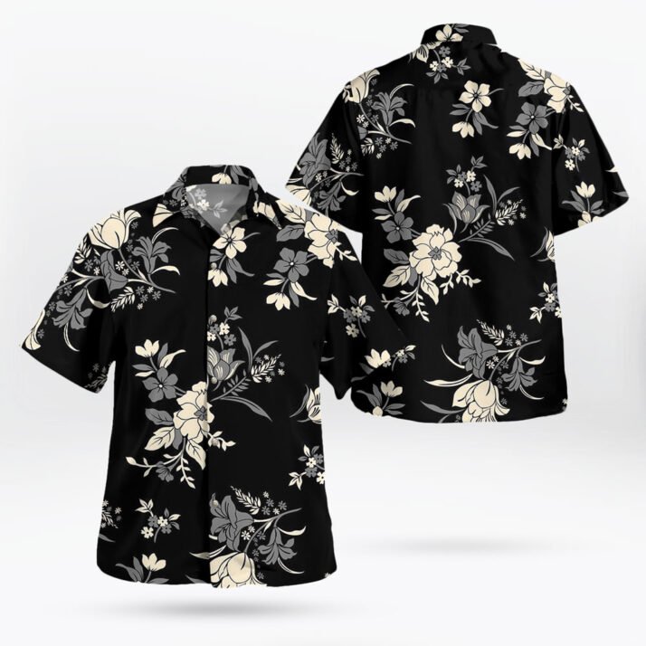 Luxury Pattern Flowers Black Hawaiian Shirt For Men Women