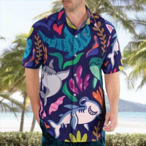 Multicolor Shark Hawaiian Tropical Shirt