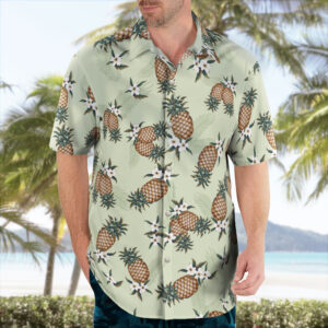 Pineapple Pattern Blue Men's Hawaiian Shirt