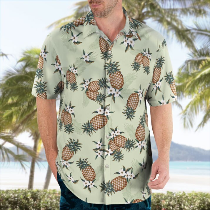 Pineapple Pattern Blue Men's Hawaiian Shirt