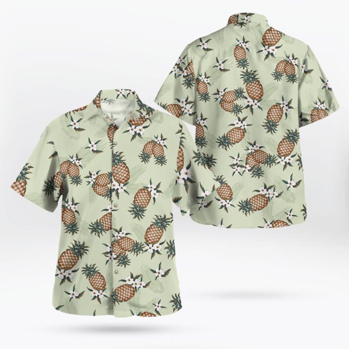 Pineapple Pattern Blue Men's Hawaiian Shirt - Image 3