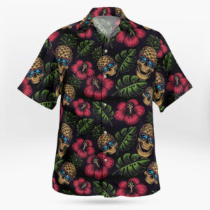 Pineapple Skull Hibiscus Pattern Hawaiian Shirt