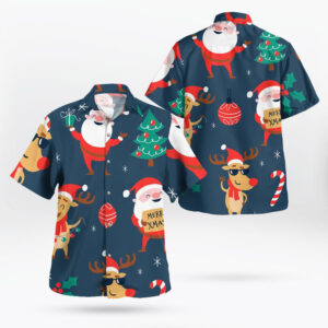 Santa Merry Christmas Pattern Hawaiian Shirt