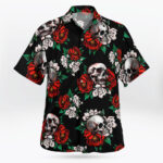 Red Rose and Skull Hawaiian Shirts for Men