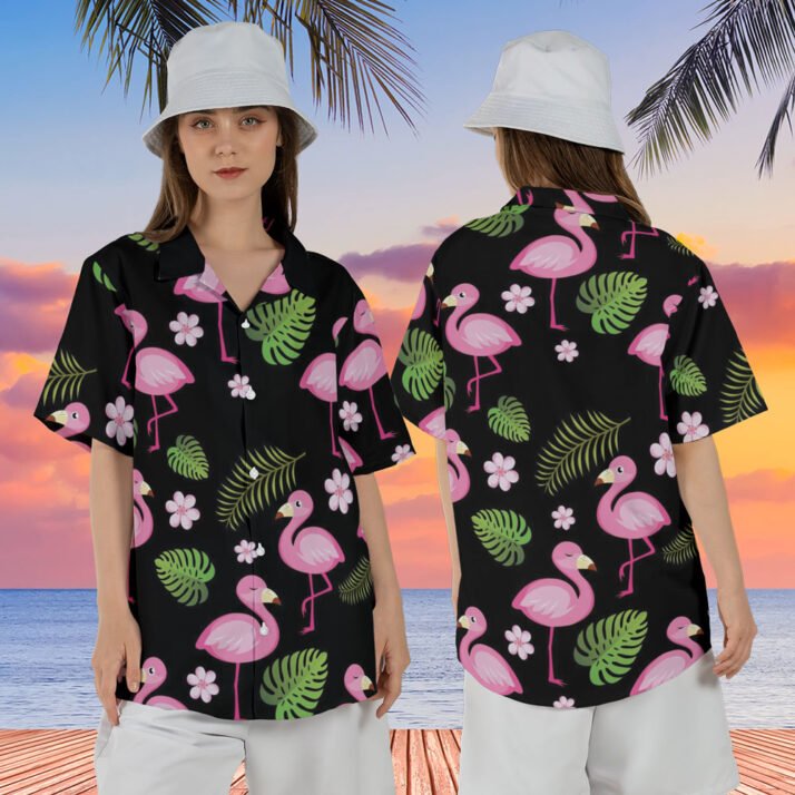 Sakura Floral Pink Flamingo Pattern Hawaiian Shirt