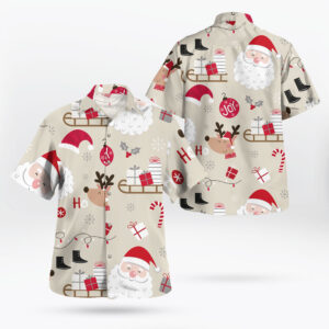 Santa Christmas Pattern Brown Hawaiian Shirt