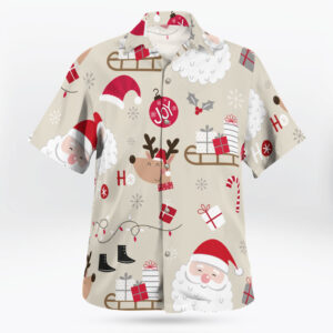 Santa Christmas Pattern Brown Hawaiian Shirt