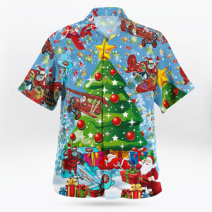 Santa Flying Christmas Plane Hawaiian Shirt